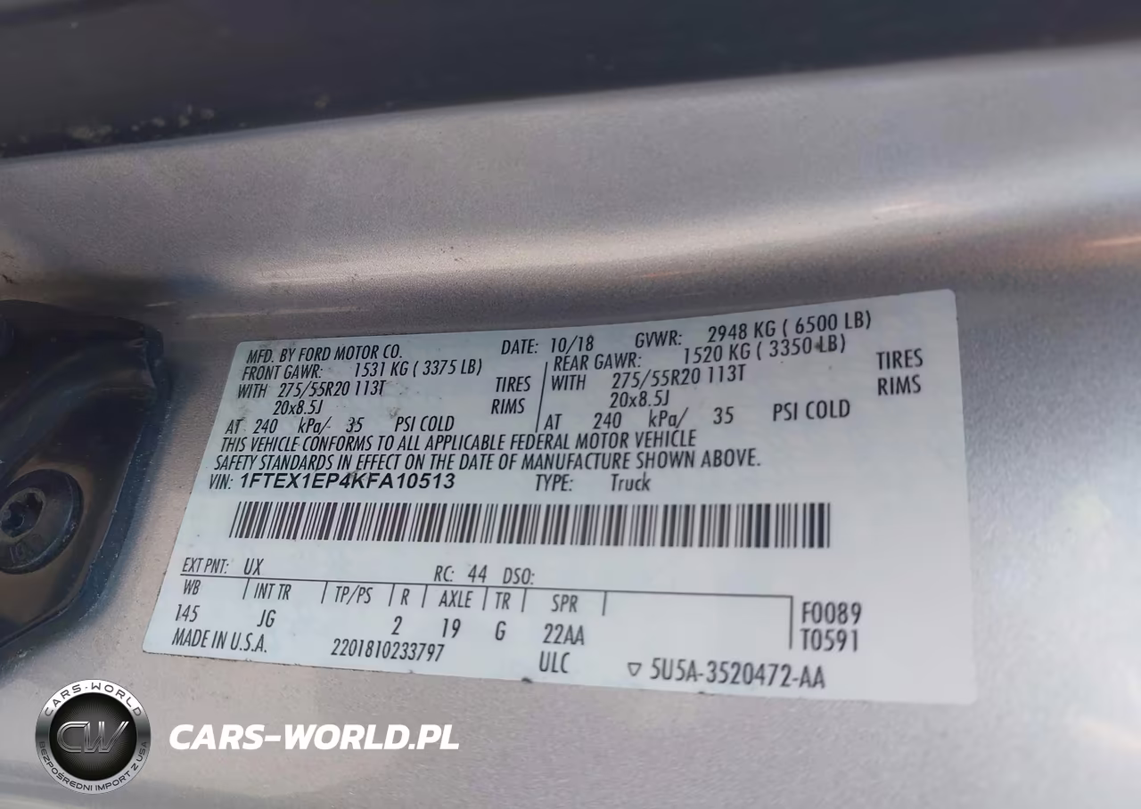2019 Ford F-150 Xl VIN:1FTEX1EP4KFA10513 - 9