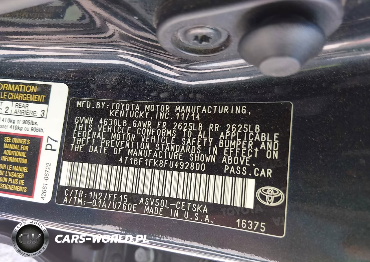 2015 Toyota Camry Se VIN:4T1BF1FK8FU492800 - 9