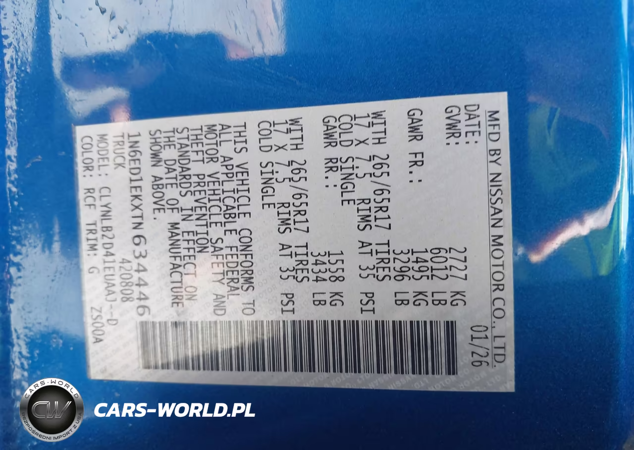 2026 Nissan Frontier Sv 4X4 VIN:1N6ED1EKXTN634446 - 9