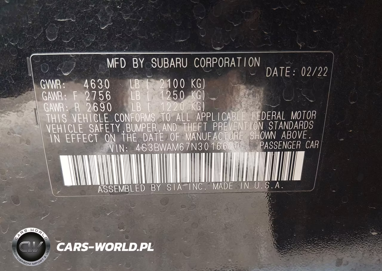 2022 Subaru Legacy Limited VIN:4S3BWAM67N3016620 - 9