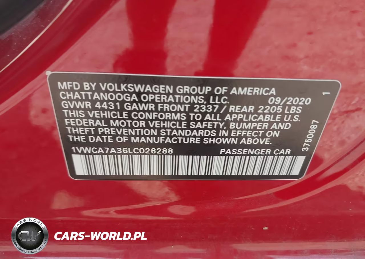 2020 Volkswagen Passat 2.0T Sel VIN:1VWCA7A36LC026288 - 9
