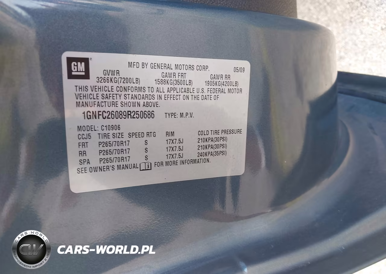 2009 Chevrolet Suburban 1500 Lt2 VIN:1GNFC26089R250686 - 9