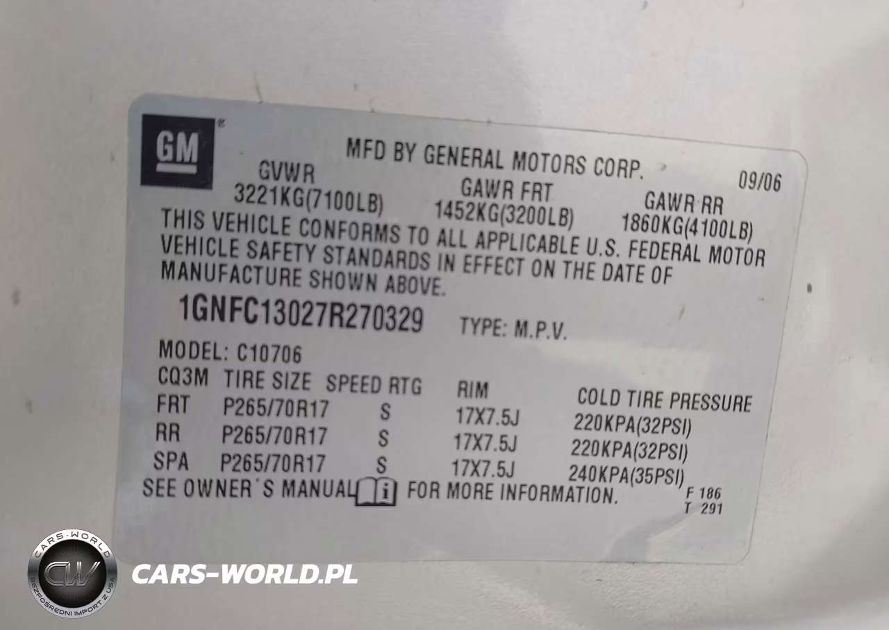 2007 Chevrolet Tahoe Ls VIN:1GNFC13027R270329 - 9