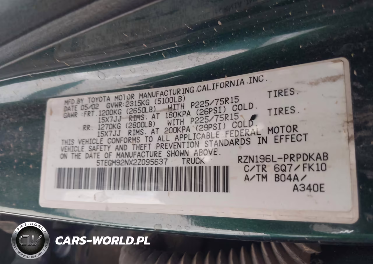 2002 Toyota Tacoma Prerunner VIN:5TEGM92NX2Z095637 - 9