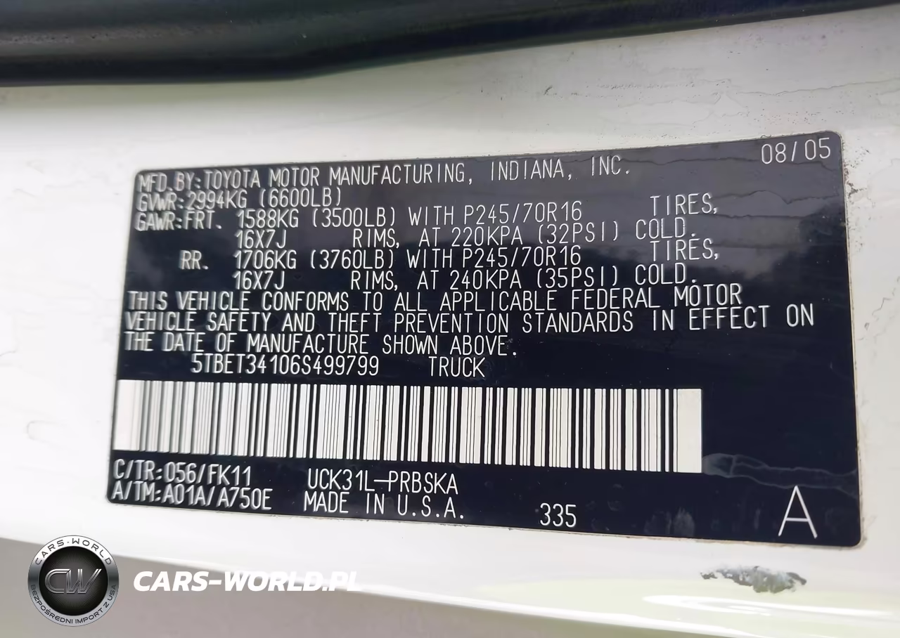 2006 Toyota Tundra Sr5 V8 VIN:5TBET34106S499799 - 9