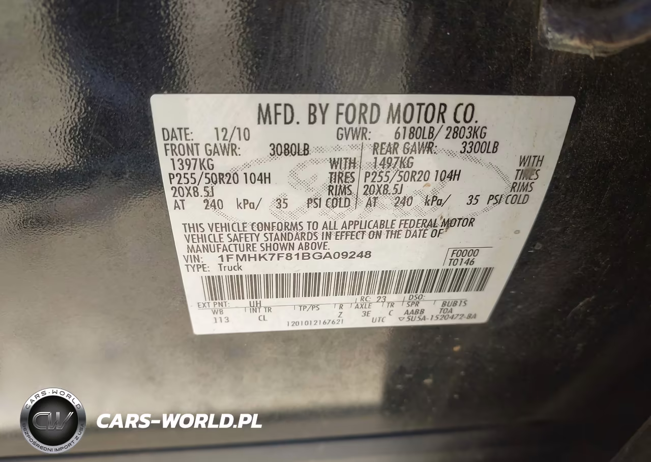 2011 Ford Explorer Limited VIN:1FMHK7F81BGA09248 - 9