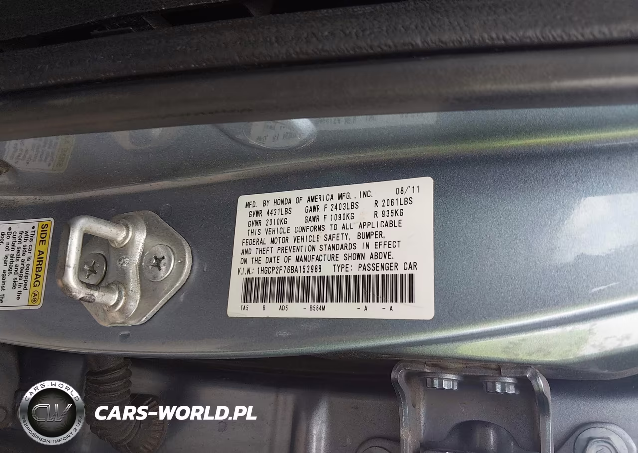 2011 Honda Accord 2.4 Ex VIN:1HGCP2F76BA153988 - 9