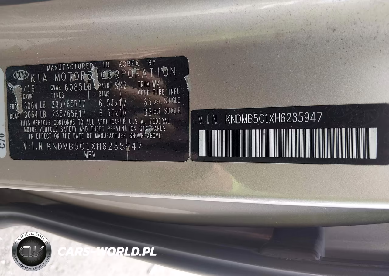 2017 Kia Sedona Lx VIN:KNDMB5C1XH6235947 - 9