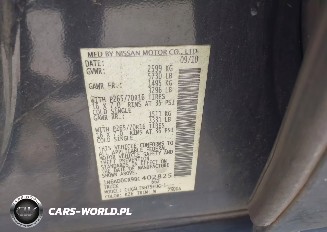 2011 Nissan Frontier Sv VIN:1N6AD0ER9BC402825 - 9