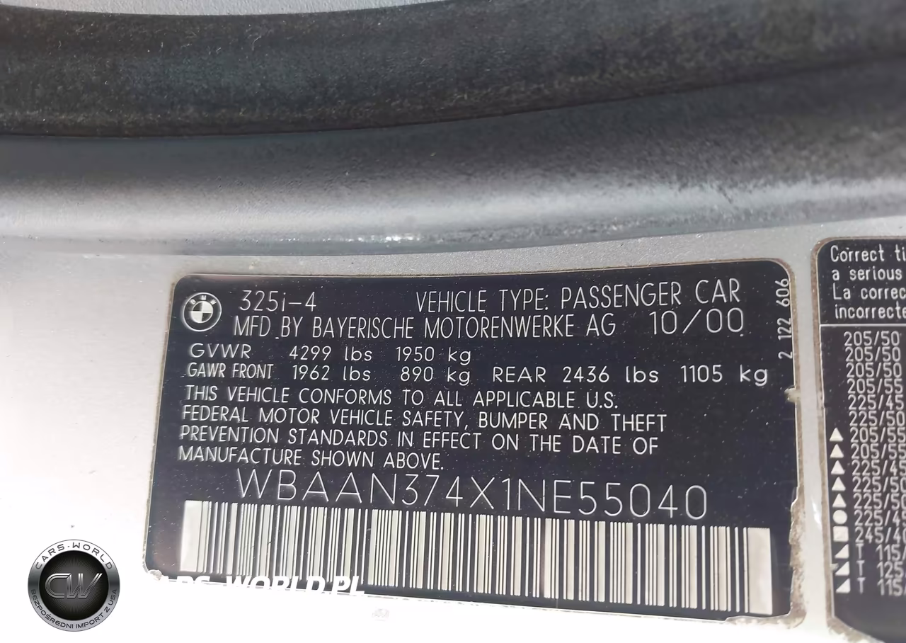 2001 BMW 325I VIN:WBAAN374X1NE55040 - 9