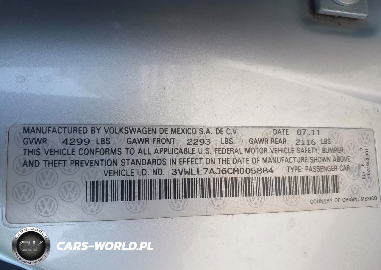 2012 Volkswagen Jetta 2.0L Tdi VIN:3VWLL7AJ6CM005884 - 7