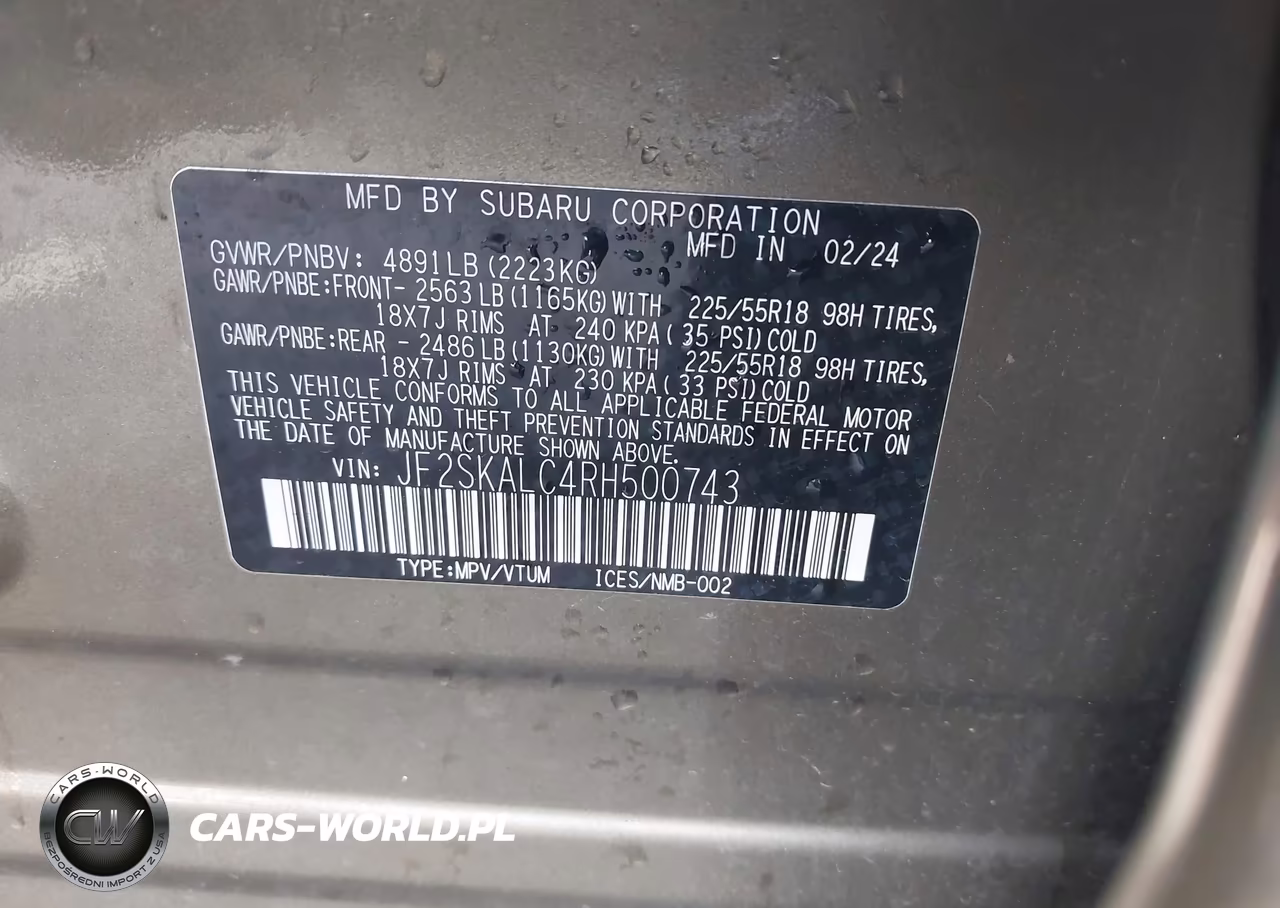 2024 Subaru Forester Limited VIN:JF2SKALC4RH500743 - 9