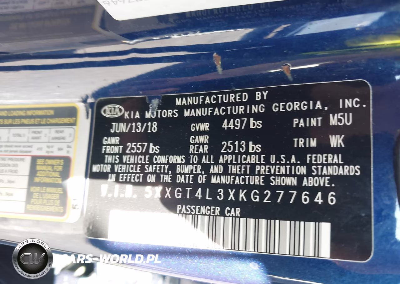 2019 Kia Optima Lx VIN:5XXGT4L3XKG277646 - 9