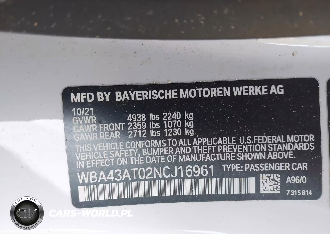 2022 BMW 430I xDrive VIN:WBA43AT02NCJ16961 - 9