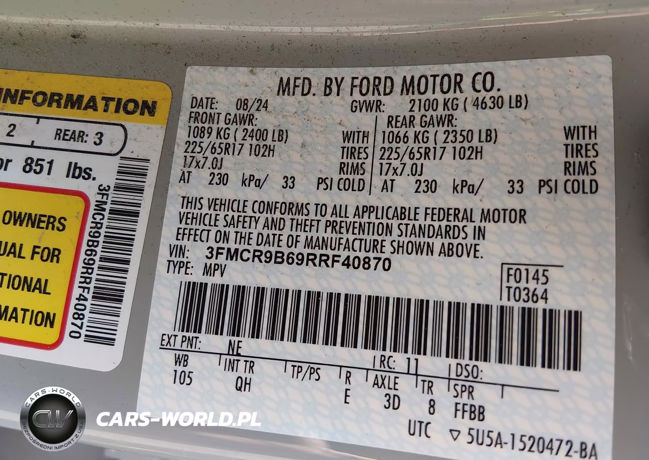 2024 Ford Bronco Sport Big Bend VIN:3FMCR9B69RRF40870 - 9