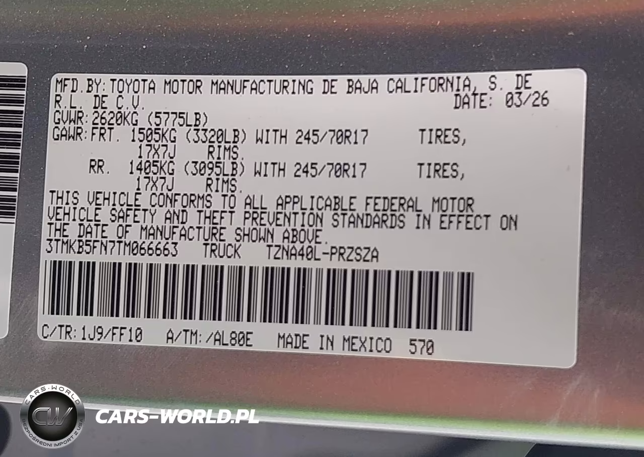 2026 Toyota Tacoma Sr5 VIN:3TMKB5FN7TM066663 - 9