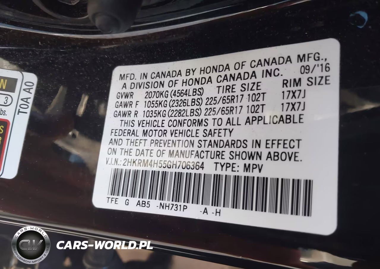 2016 Honda Cr-V Ex VIN:2HKRM4H55GH706364 - 9