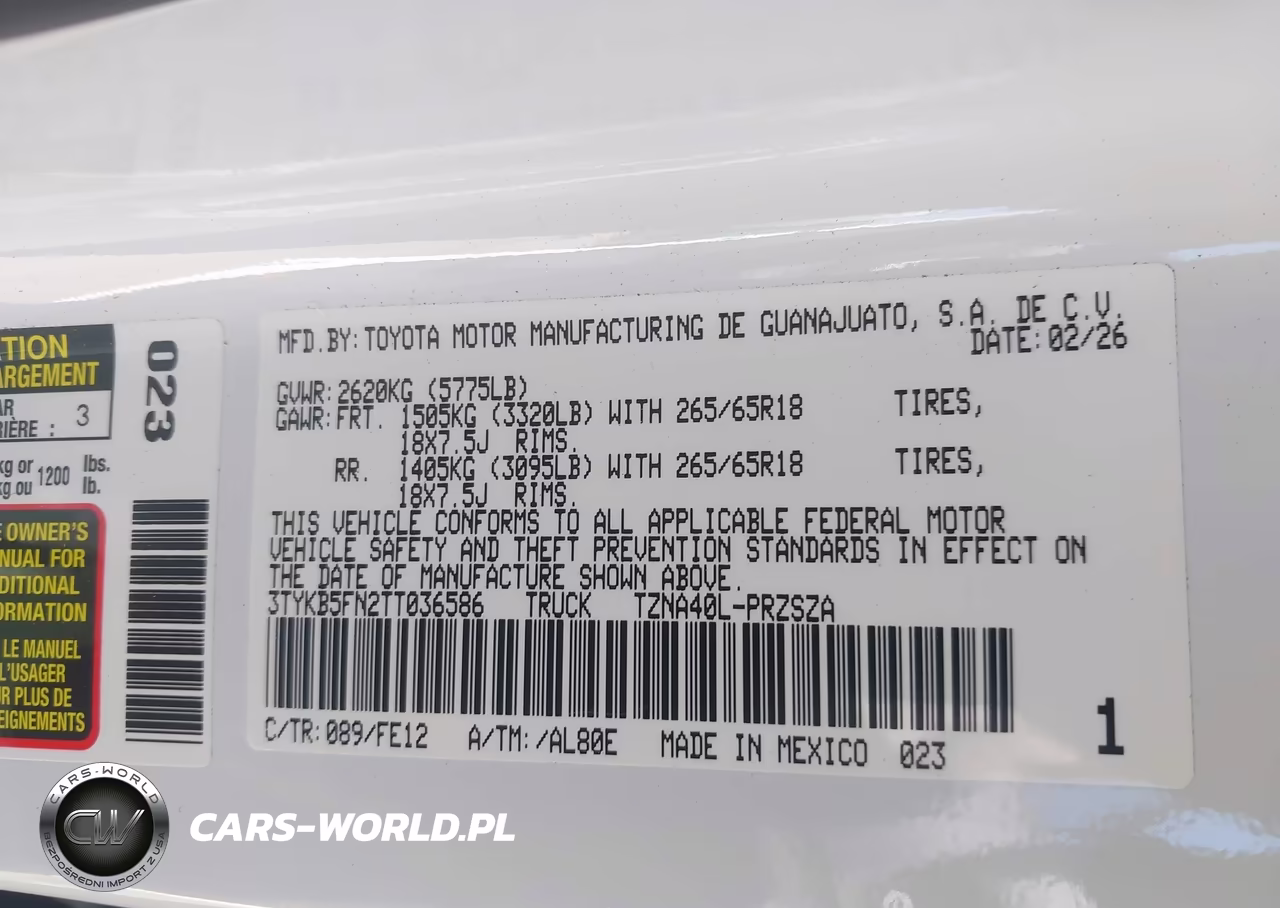 2026 Toyota Tacoma Trd Sport VIN:3TYKB5FN2TT036586 - 9