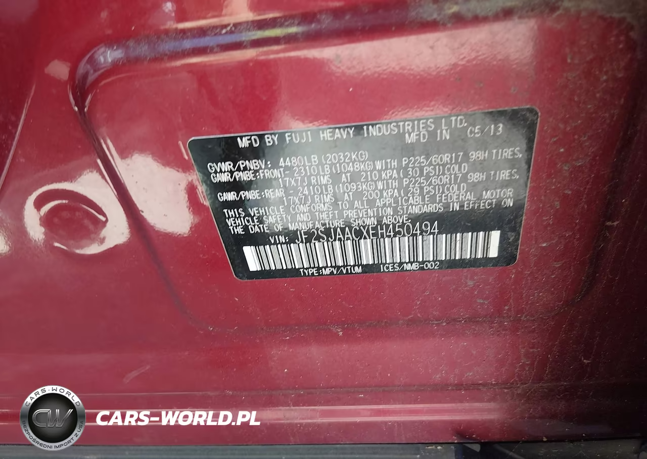 2014 Subaru Forester 2.5I VIN:JF2SJAACXEH450494 - 9