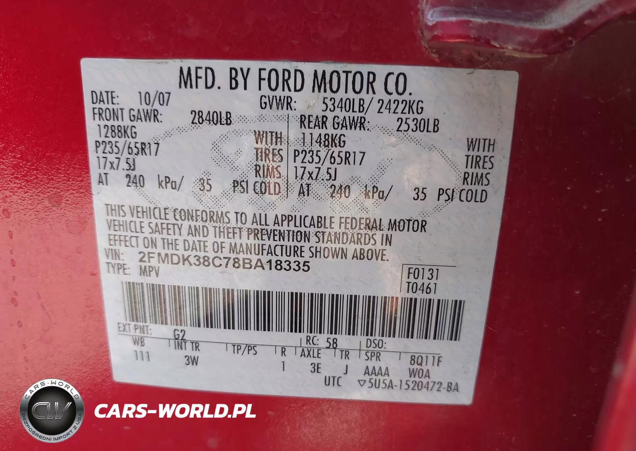 2008 Ford Edge Sel VIN:2FMDK38C78BA18335 - 9