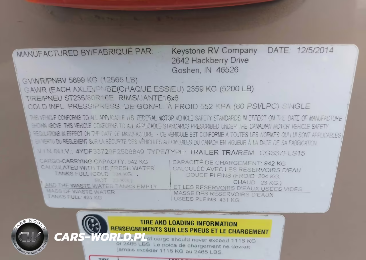 2015 Keystone Other VIN:4YDF33729F2506849 - 9