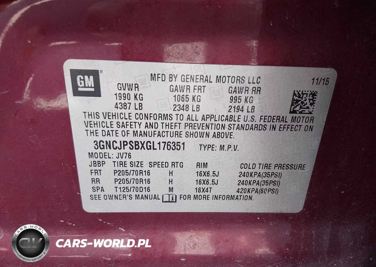 2016 Chevrolet Trax Lt VIN:3GNCJPSBXGL176351 - 9