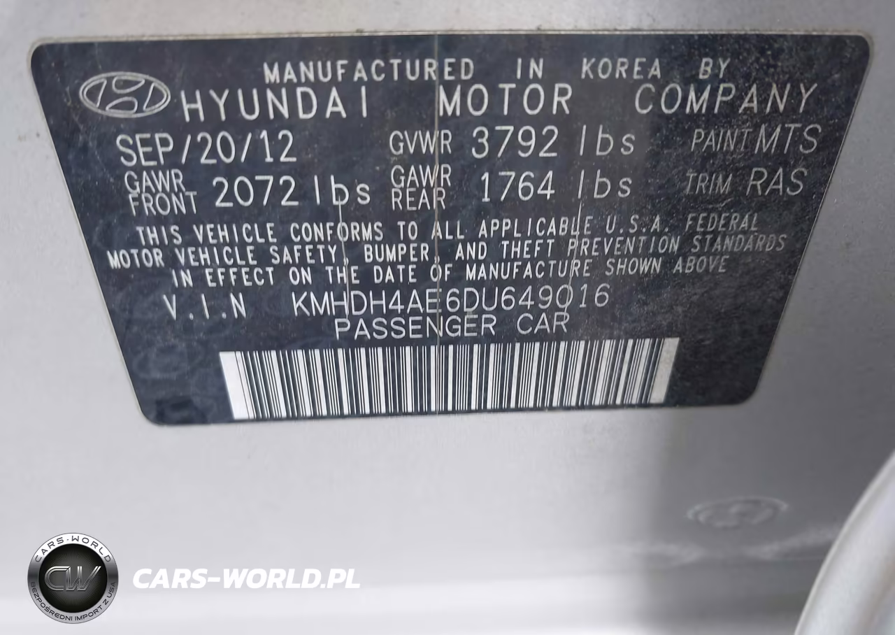 2013 Hyundai Elantra Gls VIN:KMHDH4AE6DU649016 - 9