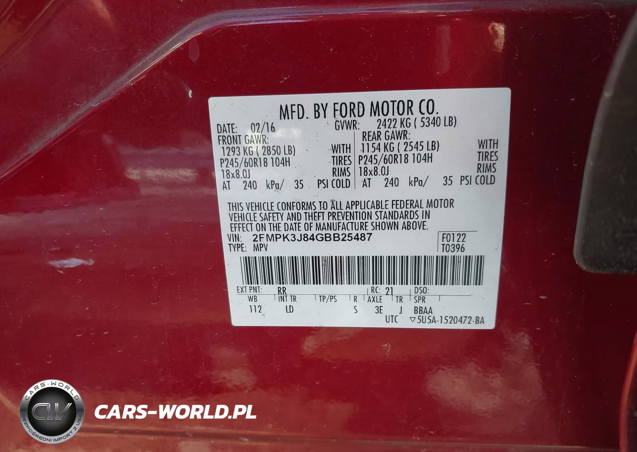 2016 Ford Edge Sel VIN:2FMPK3J84GBB25487 - 9