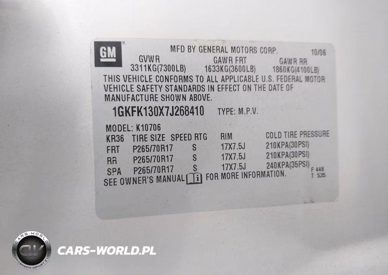2007 GMC Yukon Slt VIN:1GKFK130X7J268410 - 9