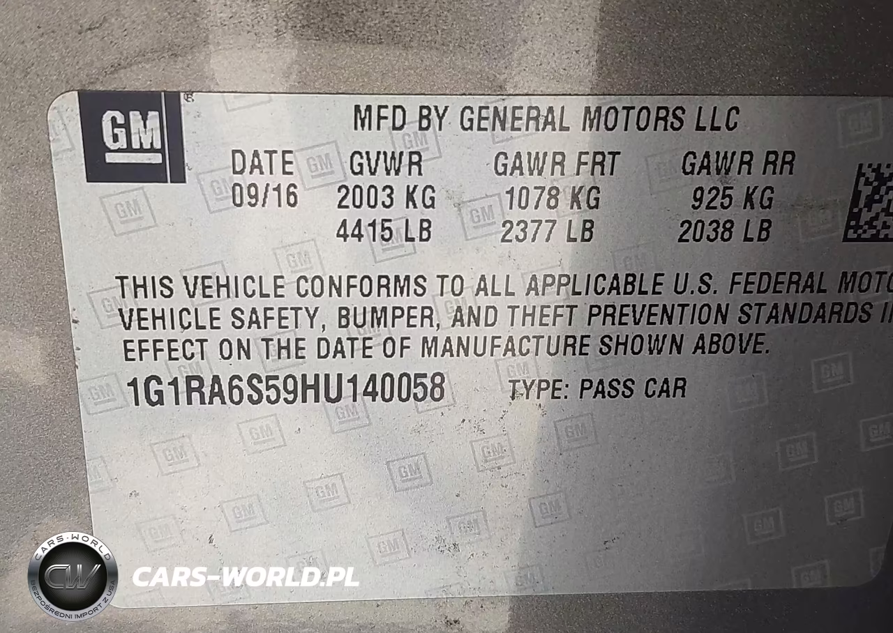 2017 Chevrolet Volt Lt VIN:1G1RA6S59HU140058 - 9