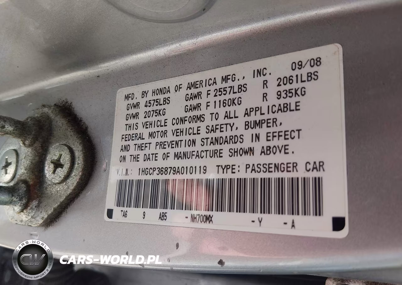 2009 Honda Accord 3.5 Ex-L VIN:1HGCP36879A010119 - 9