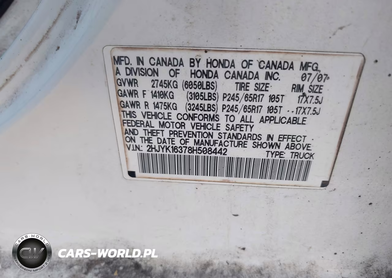 2008 Honda Ridgeline Rtx VIN:2HJYK16378H508442 - 9