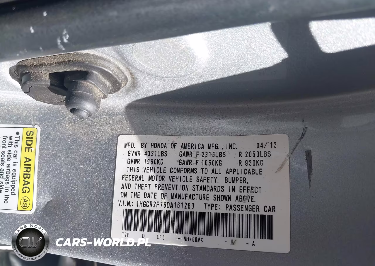 2013 Honda Accord Ex VIN:1HGCR2F76DA161280 - 9