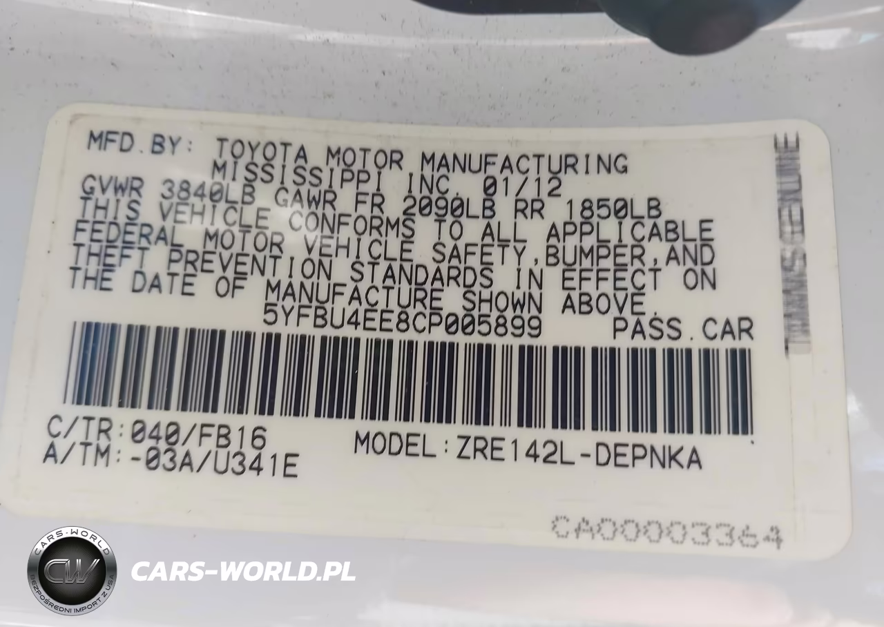 2012 Toyota Corolla Le VIN:5YFBU4EE8CP005899 - 9