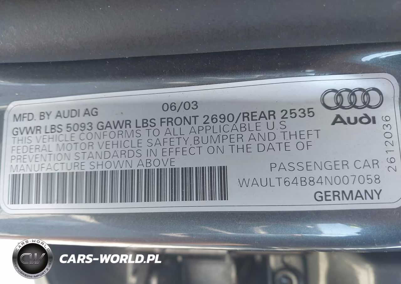 2004 AUDI A6 3.0 QUATTRO VIN:WAULT64B84N007058 - 9