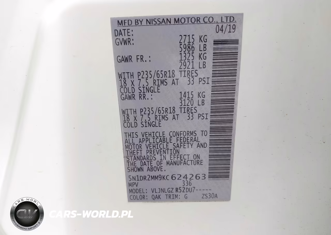 2019 Nissan Pathfinder Sl VIN:5N1DR2MM9KC624263 - 9