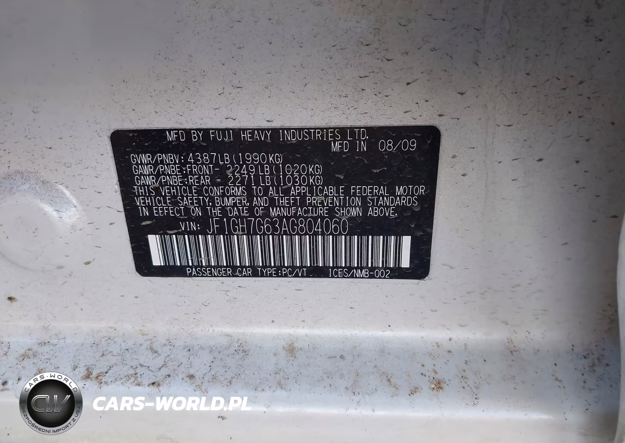 2010 Subaru Impreza Wrx Premium VIN:JF1GH7G63AG804060 - 9