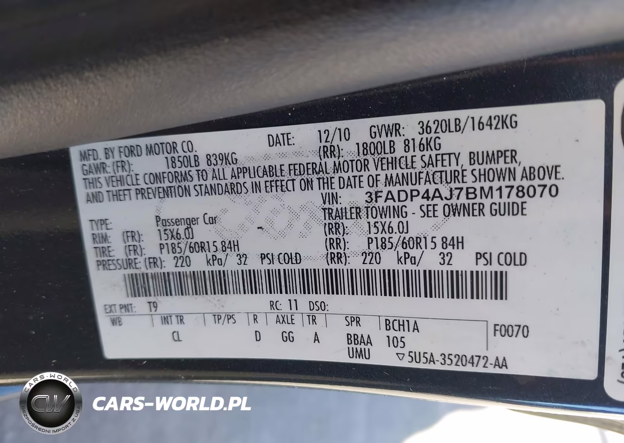 2011 Ford Fiesta S VIN:3FADP4AJ7BM178070 - 9