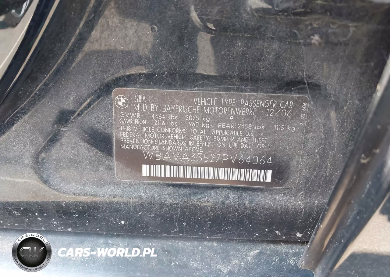 2007 BMW 328I VIN:WBAVA33527PV64064 - 9
