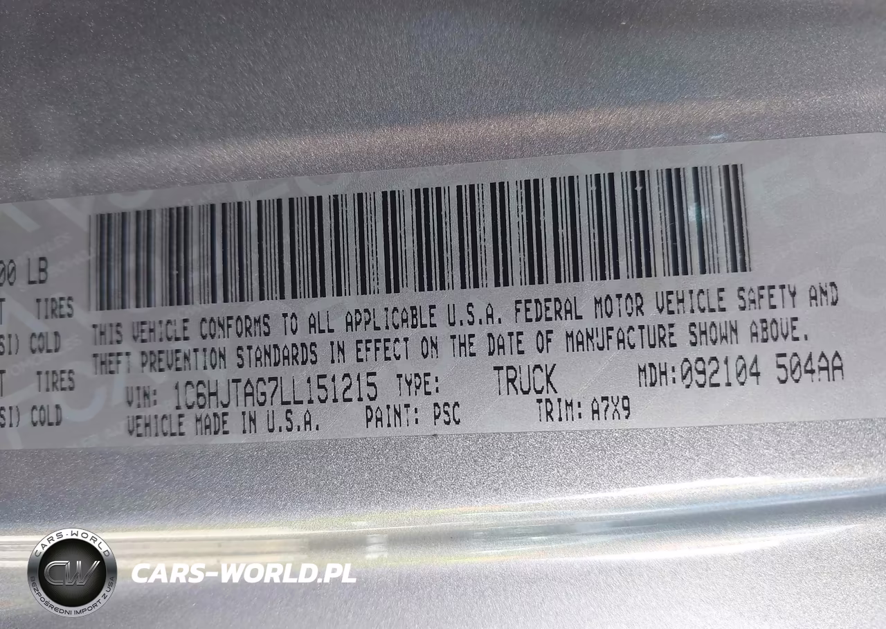2020 Jeep Gladiator Sport S 4X4 VIN:1C6HJTAG7LL151215 - 9