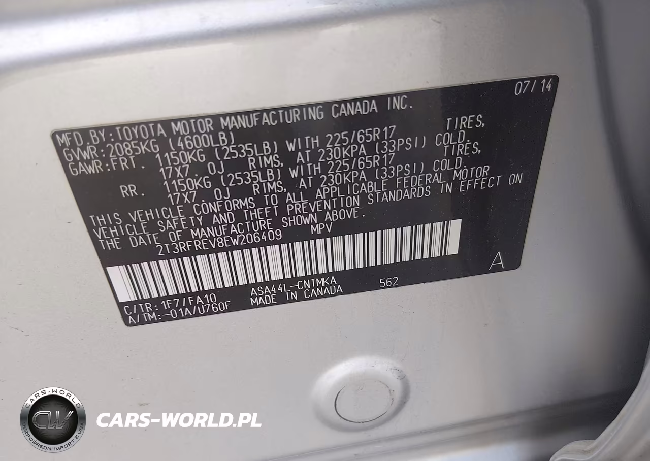 2014 Toyota Rav4 Xle VIN:2T3RFREV8EW206409 - 9
