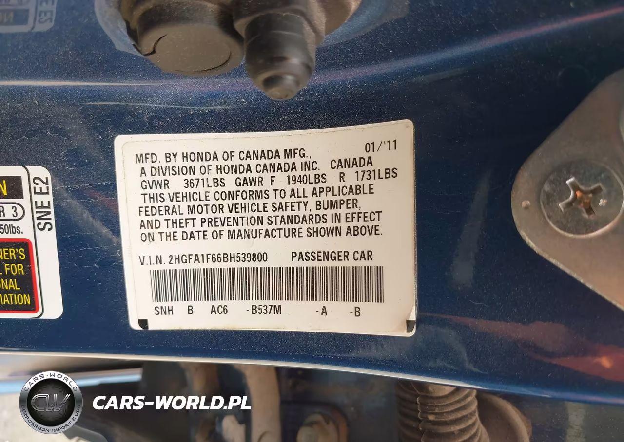2011 Honda Civic Lx-S VIN:2HGFA1F66BH539800 - 9