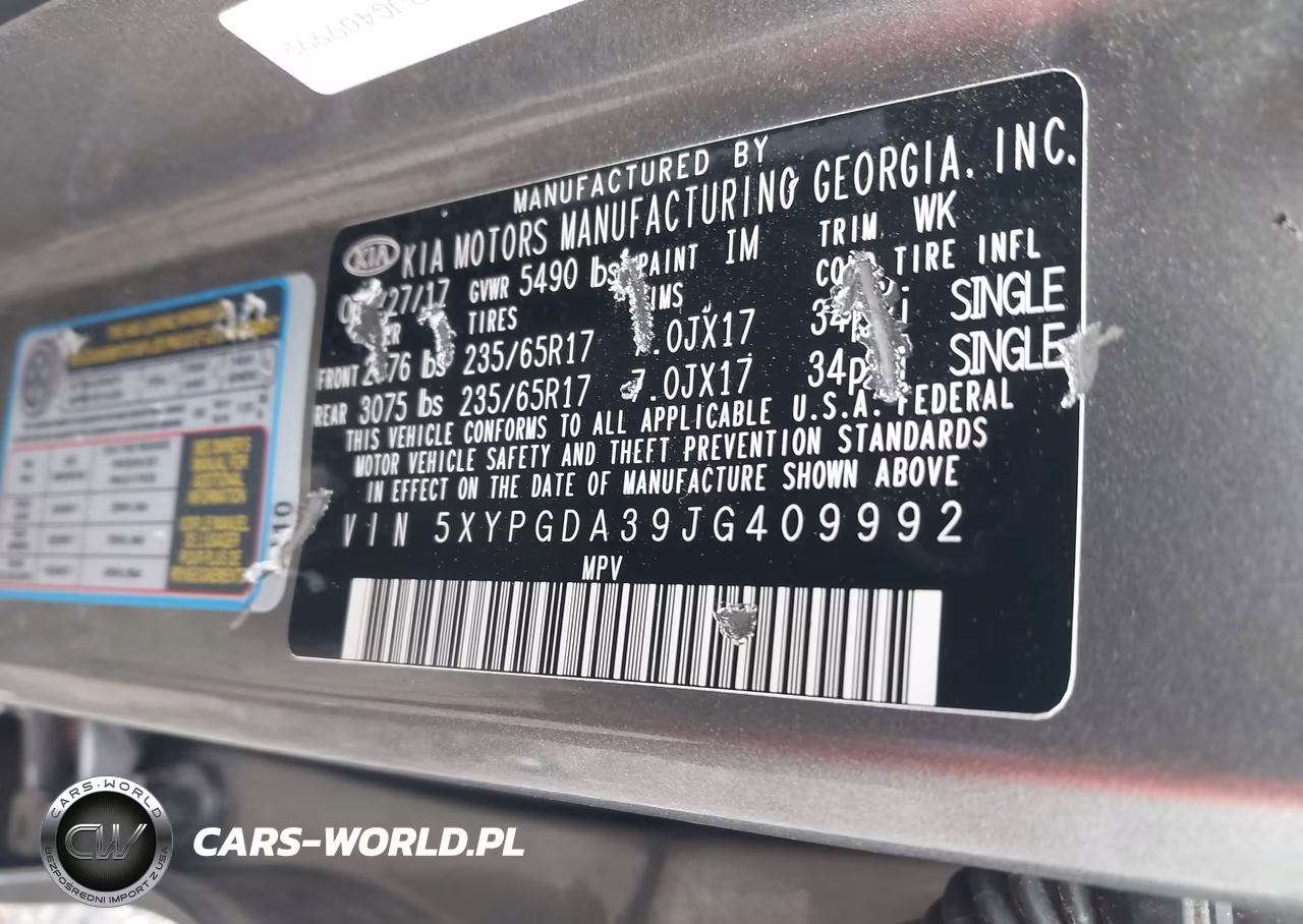 2018 Kia Sorento 2.4L Lx VIN:5XYPGDA39JG409992 - 9