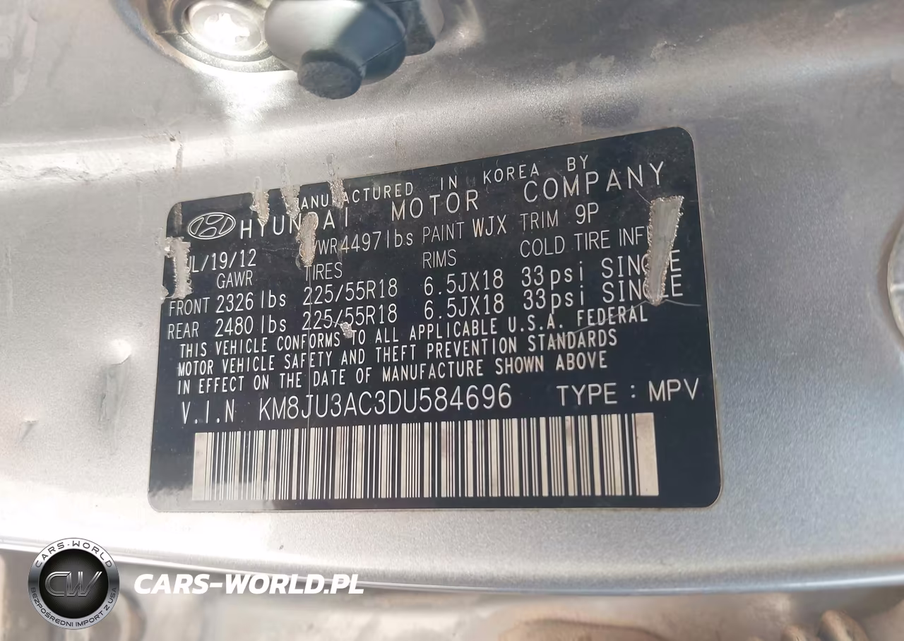2013 Hyundai Tucson Limited VIN:KM8JU3AC3DU584696 - 9