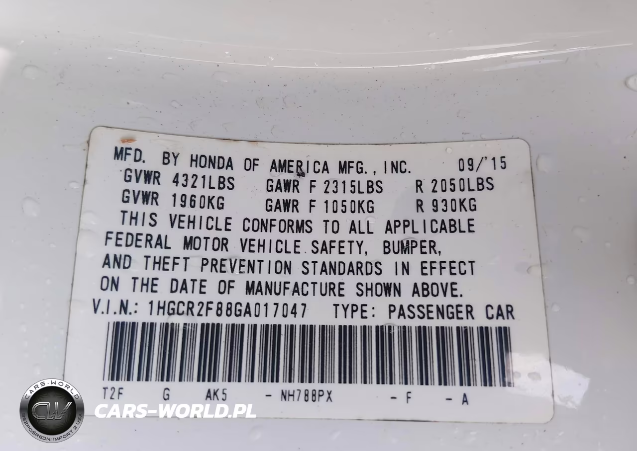 2016 Honda Accord Ex-L VIN:1HGCR2F88GA017047 - 9