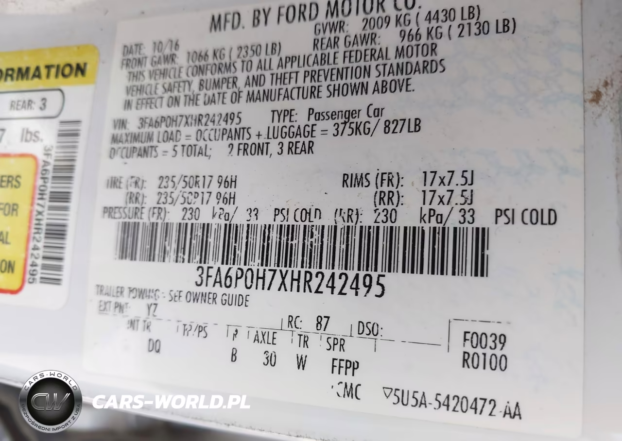 2017 Ford Fusion Se VIN:3FA6P0H7XHR242495 - 9