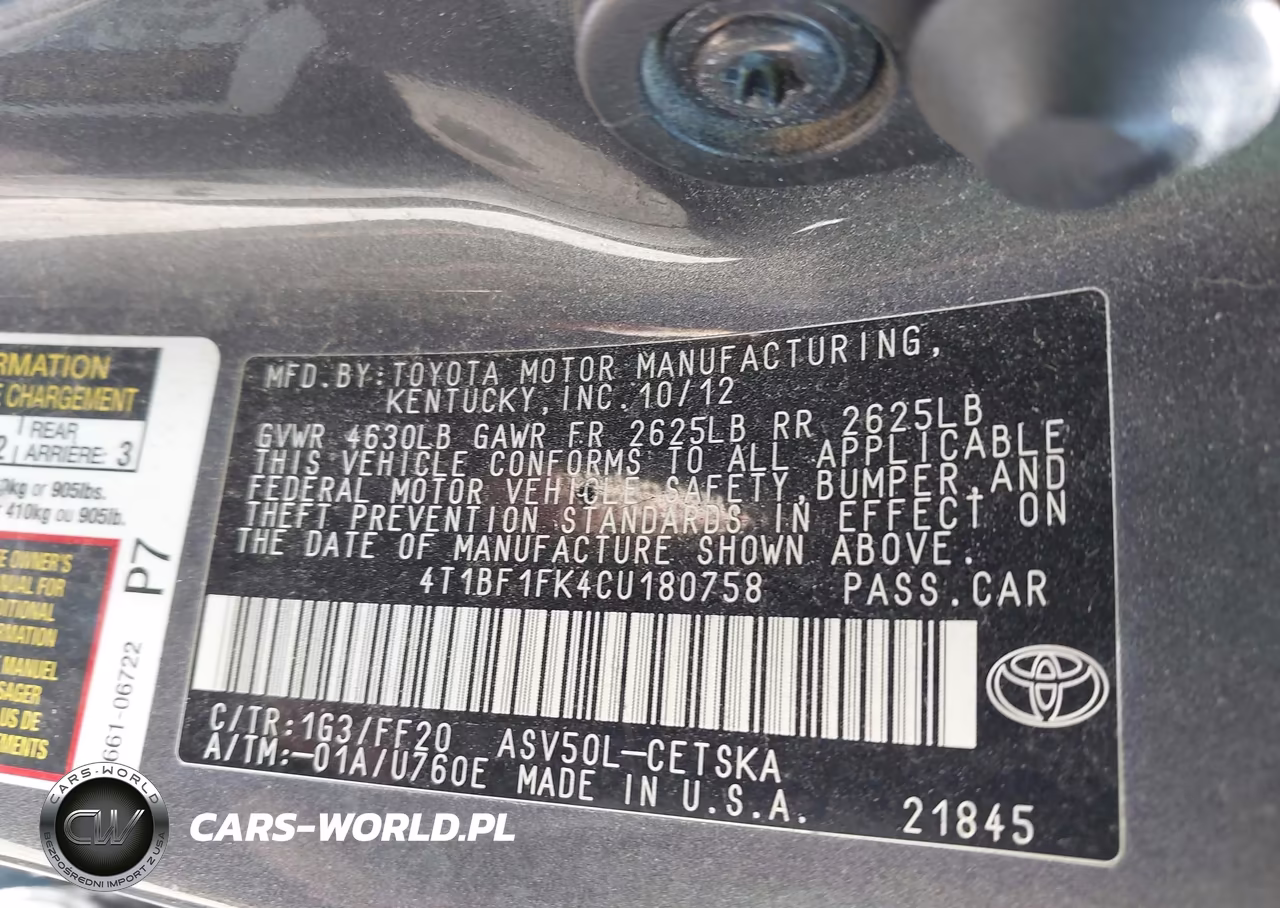 2012 Toyota Camry Se VIN:4T1BF1FK4CU180758 - 9