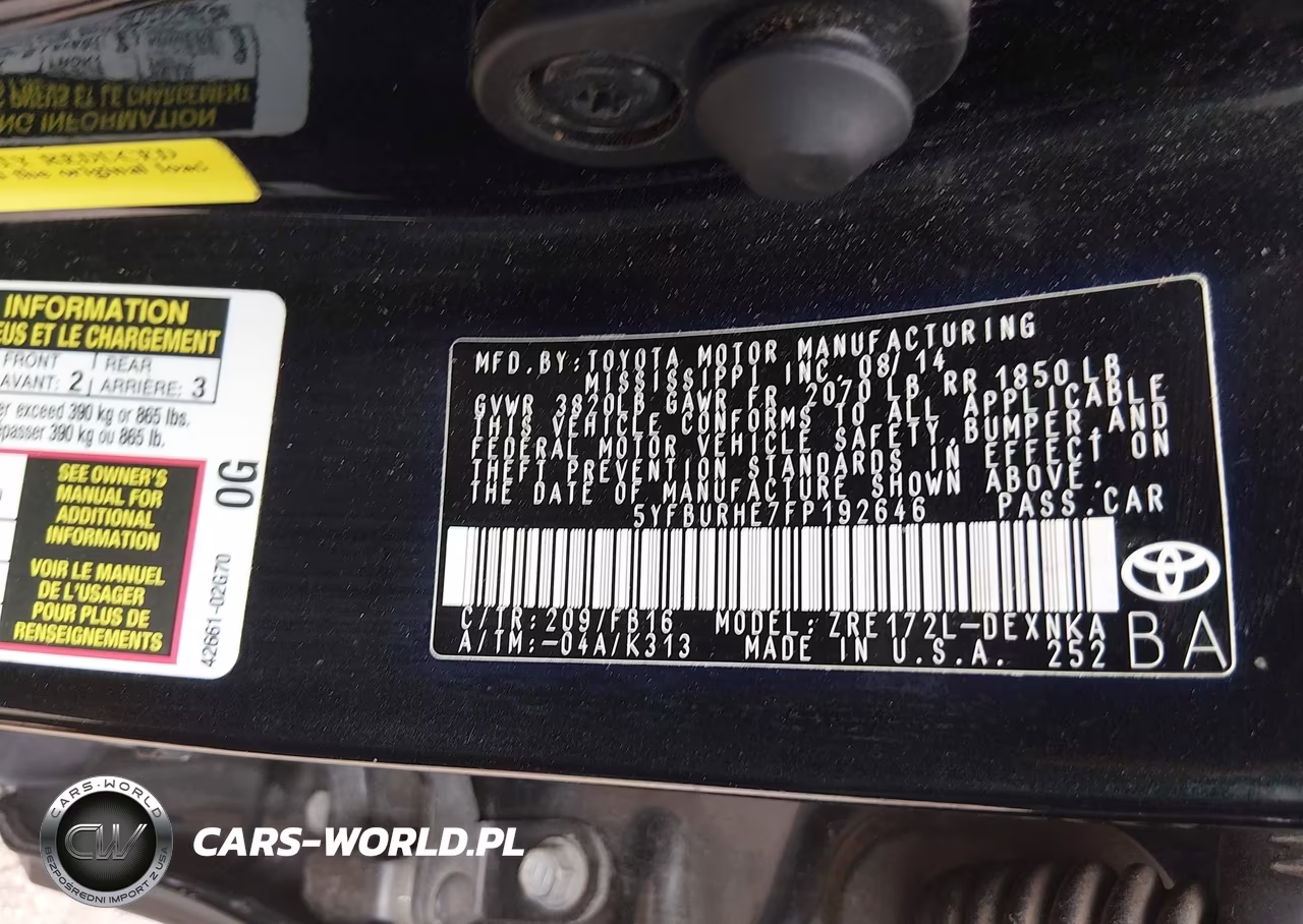 2015 Toyota Corolla Le Plus VIN:5YFBURHE7FP192646 - 9