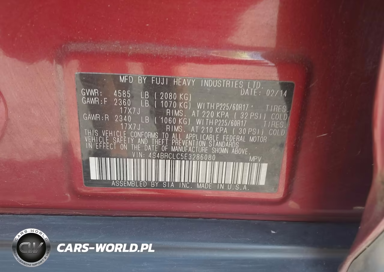 2014 Subaru Outback 2.5I Limited VIN:4S4BRCLC5E3286080 - 9