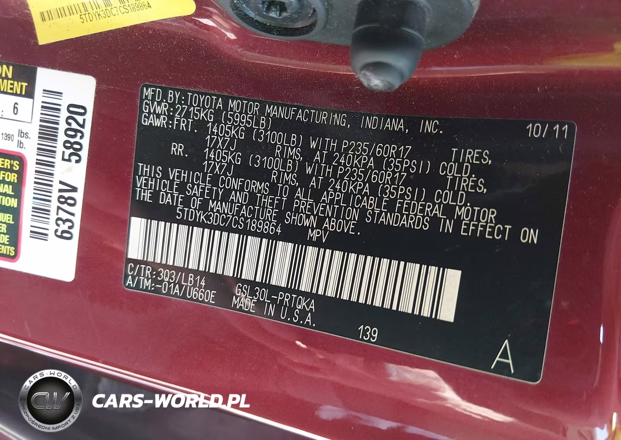 2012 Toyota Sienna Xle V6 8 Passenger VIN:5TDYK3DC7CS189864 - 9